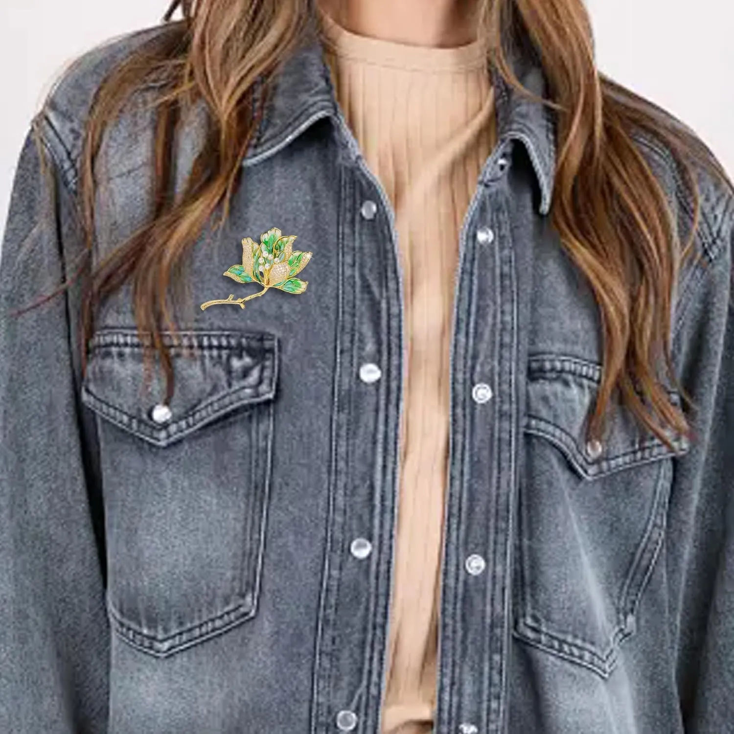Crystal Flower Brooch Pins for Women Elegant Enamel Rhinestone Floral Brooches Pin Fashion Jewelry for Party Dance Wedding Banquet Brooch for Women Gift