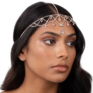 Crystal Head Chain Jewelry Wedding Headpieces Rhinestone Bride Hair Jewelry Women Hair Accessories (Gold)