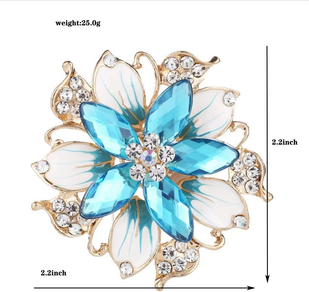 Crystal Pearl Flower Brooches Pins Fashion Beautiful Created Rhinestone Floral Brooch Good Idea for Party Dance Wedding Banquet for Elegant Women Girl