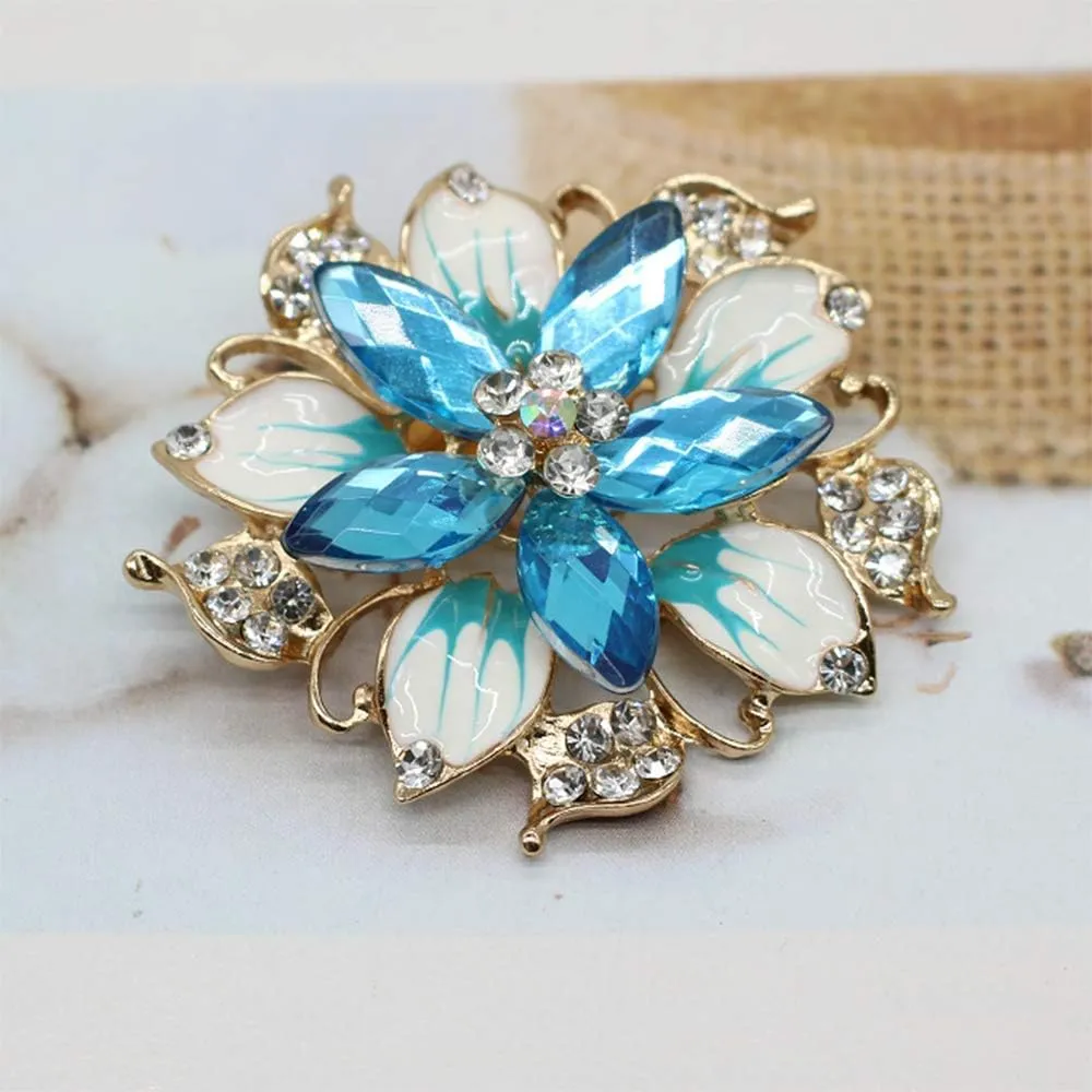 Crystal Pearl Flower Brooches Pins Fashion Beautiful Created Rhinestone Floral Brooch Good Idea for Party Dance Wedding Banquet for Elegant Women Girl