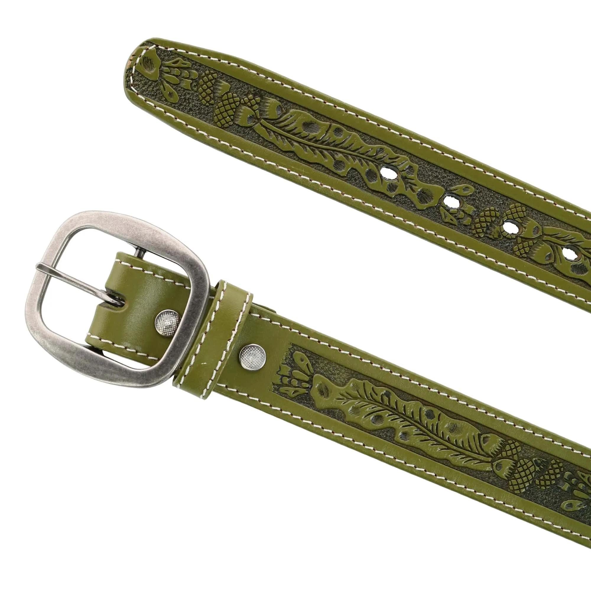 CTM® Leather Western Embossed Belt with Removable Buckle