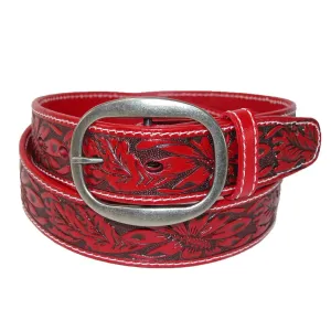 CTM® Leather Western Embossed Belt with Removable Buckle