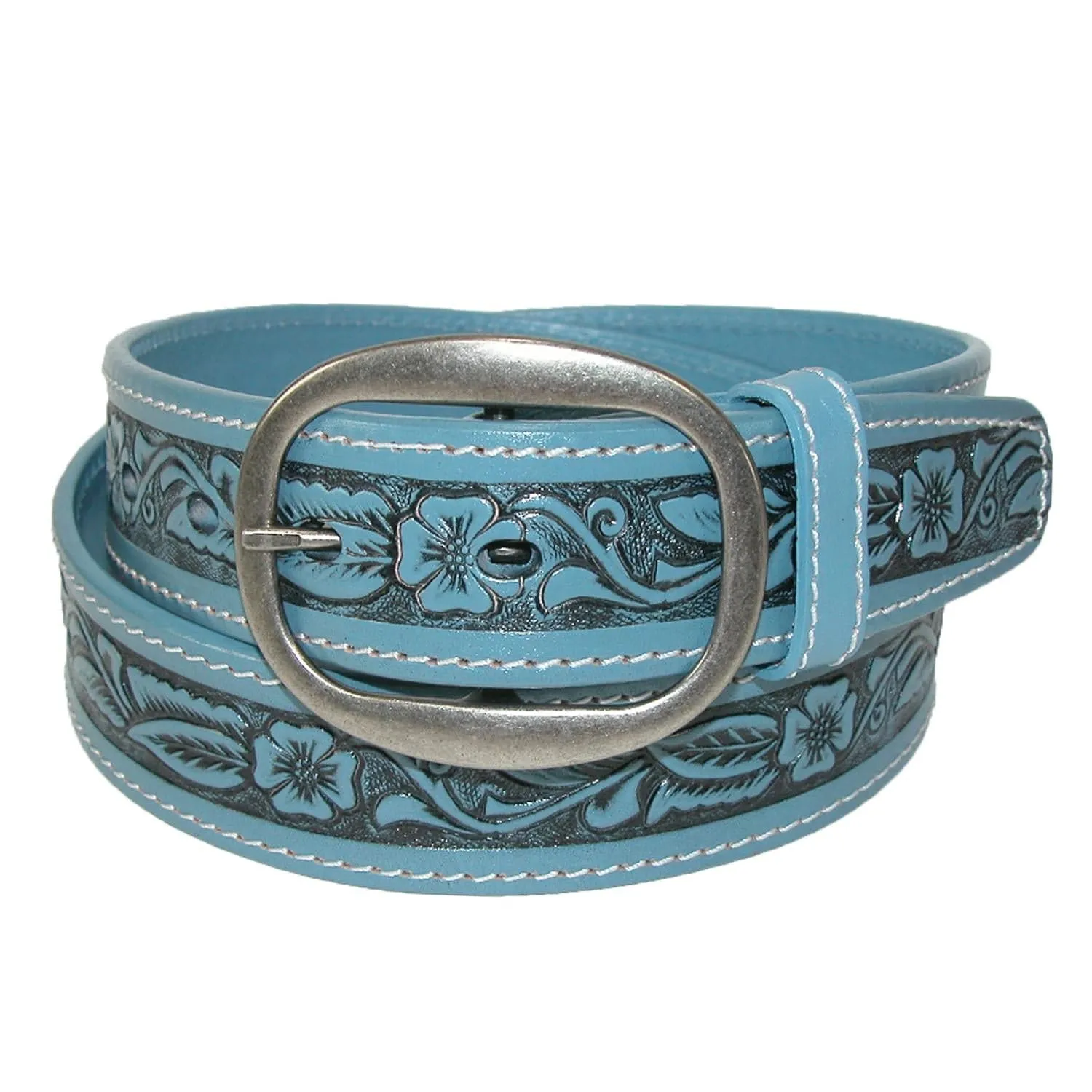 CTM® Leather Western Embossed Belt with Removable Buckle