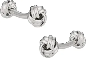 Cuff-Daddy Mens Fashion Unique Double Sided Silver Knot Cufflinks for Wedding with Presentation Jewelry Box Suitable for Gifting Special Occasions Business Shirt Studs Classic Design Cufflinks