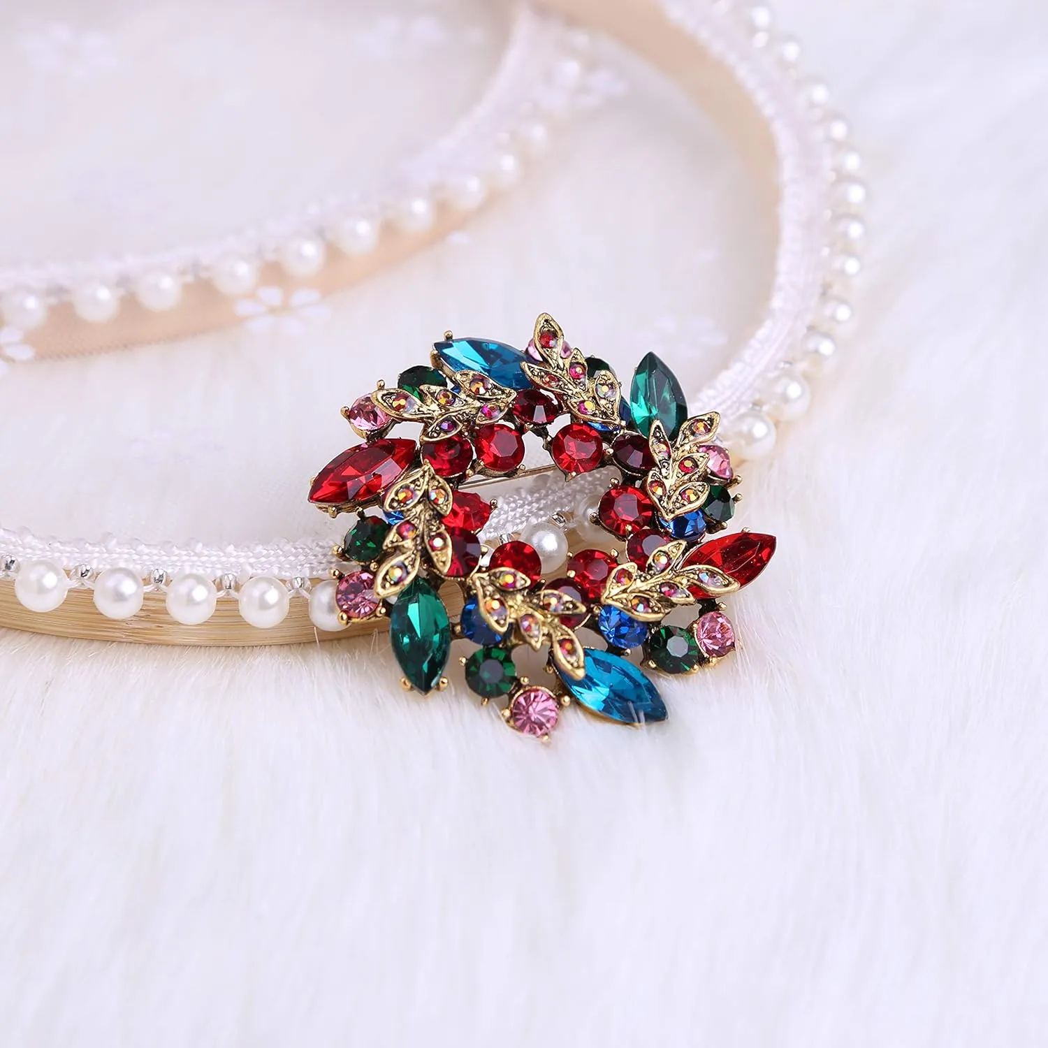 CUFTS Colours Crystal Brooch Pins Rhinestone Brooches Jewelry Gift for Women Girls