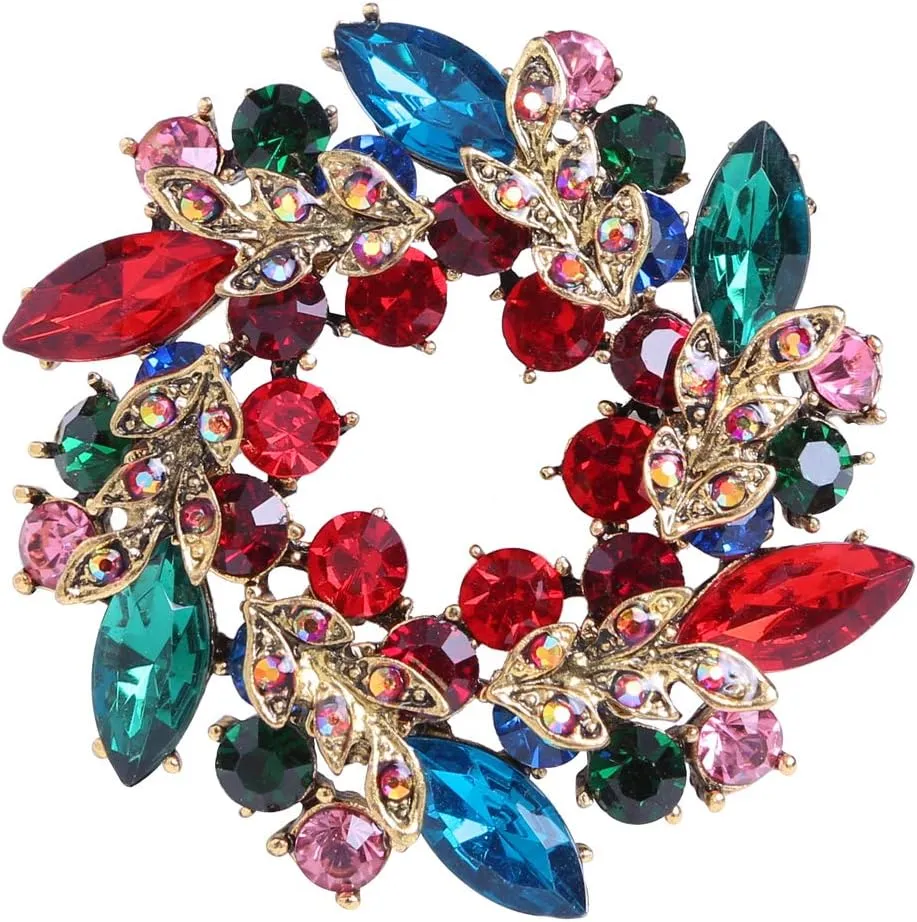 CUFTS Colours Crystal Brooch Pins Rhinestone Brooches Jewelry Gift for Women Girls