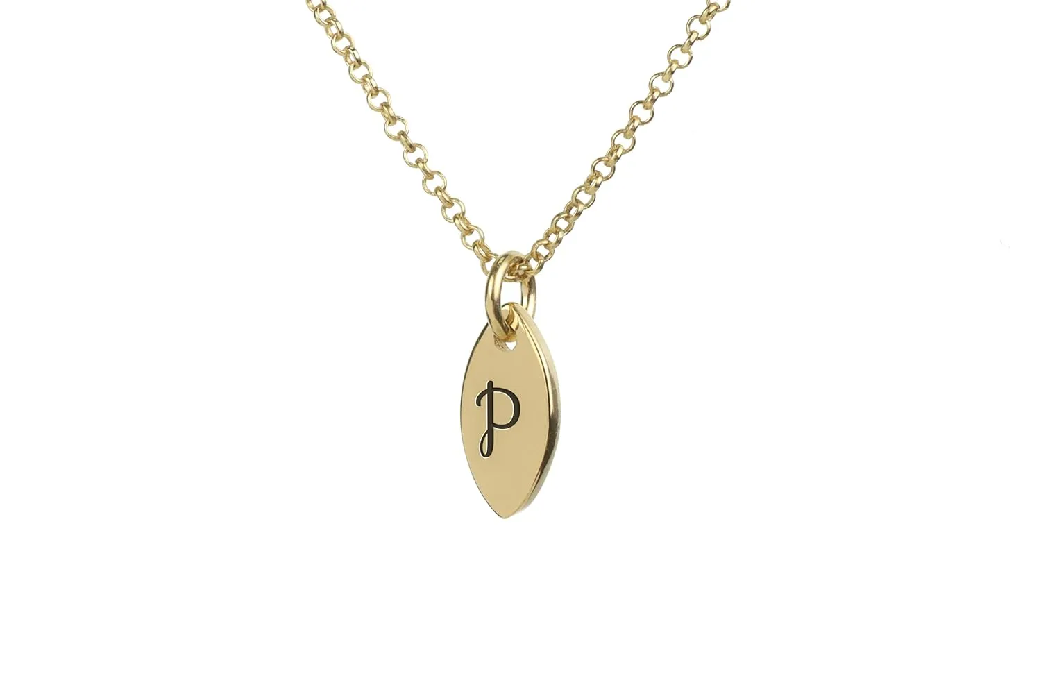Custom Name Initial - Personalized Marquise Letter Pendant - Gift for Her