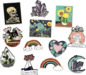 Cute Enamel Pin Set Lapel Pins Brooches Cartoon Brooch Badge Pins for Clothes Bags Backpack Party Decoration Gift
