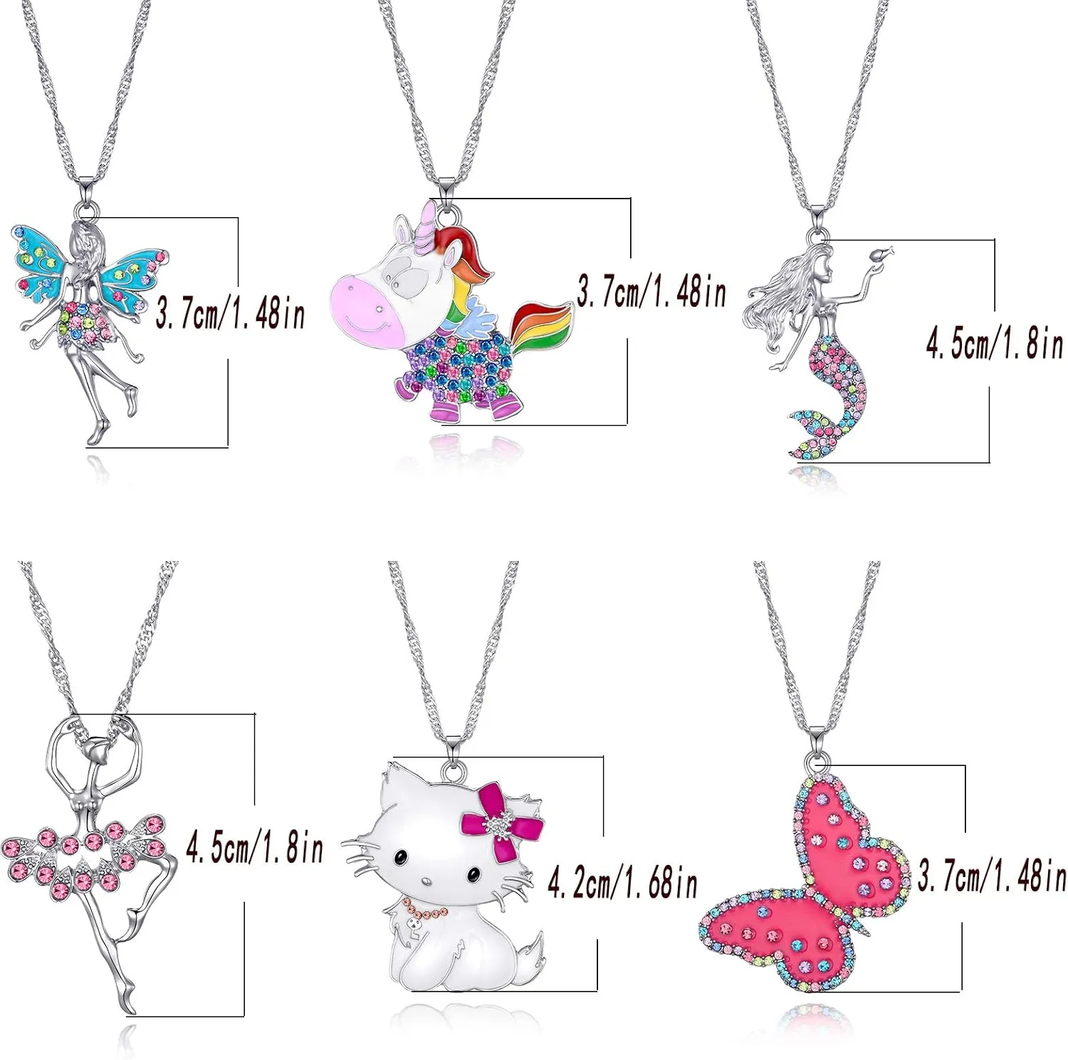 Cute Necklaces for Teen Girls - Adorable Pastel Crystal Necklace for Little Girls - Unicorn and Fairy Gifts - Dainty Necklace Birthday Gift Pack (3/6 Pcs)