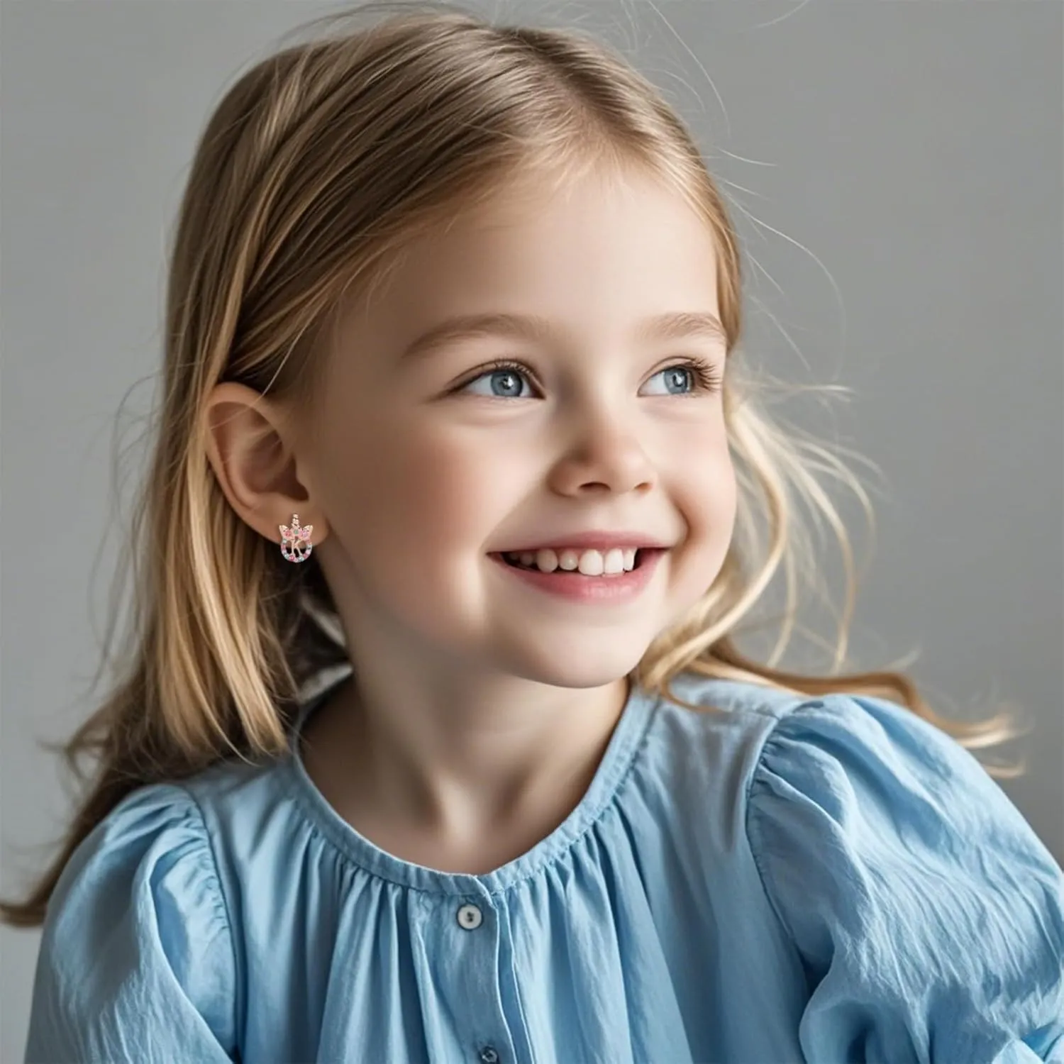 Cute Rose Gold Silver Initial Unicorn Hypoallergenic Stud Earrings Rhinestone Initial Letter Stud Earrings for Girls Unicorns Jewelry Gifts for Kids Toddler