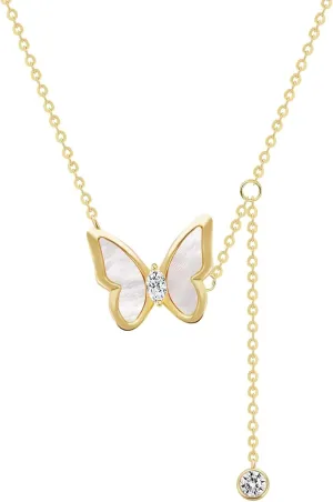 Dainty Butterfly Necklace for Women, 925 Sterling Silver Gold Plated with Colorful Shell Inlay, Feminine Jewelry for Layering and Confidence, Gift for Her