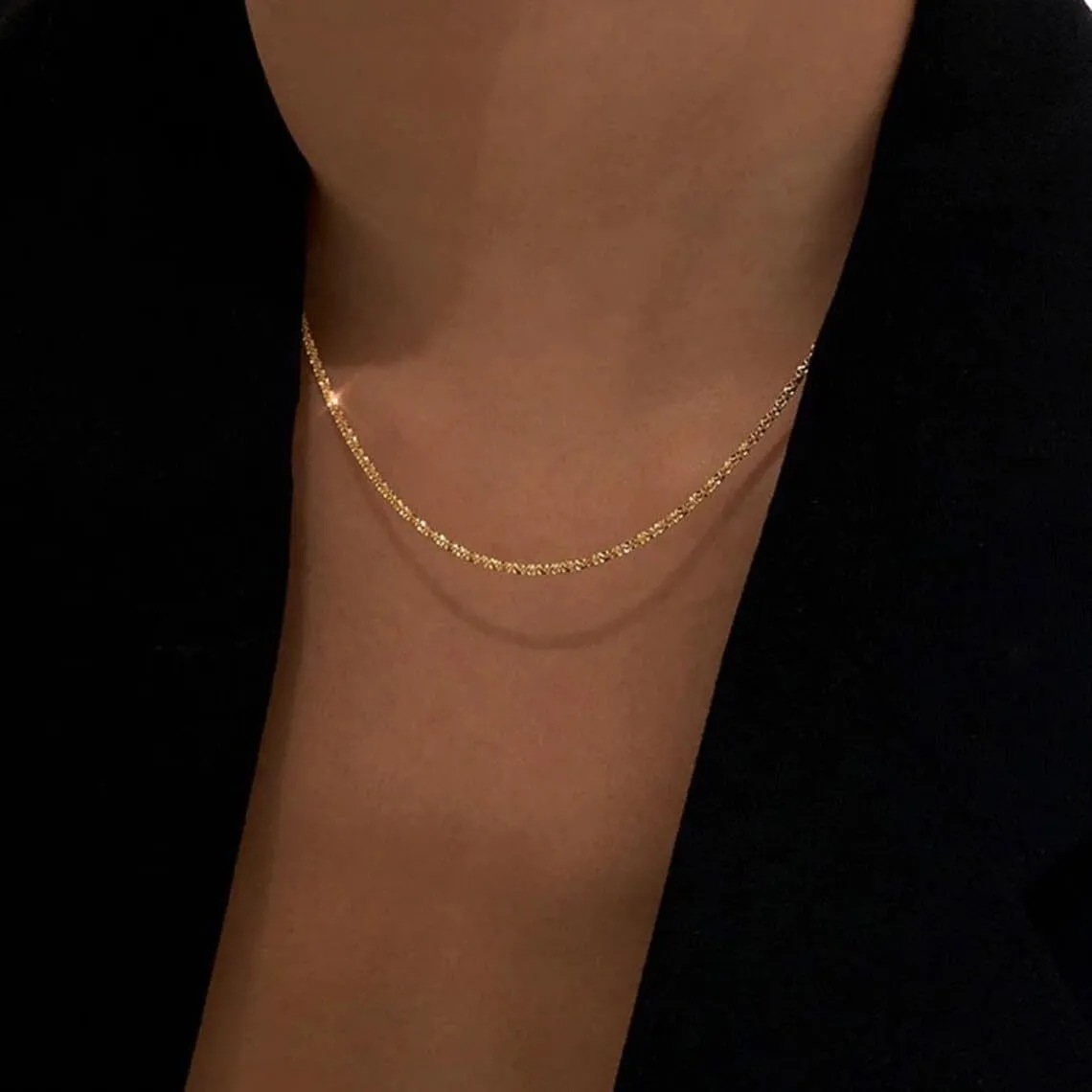 Dainty Chain Necklace for Women 18K Gold Plated Coin Disc Choker Necklaces Simple Satellite Beaded Twisted Chain Necklace Delicate Thin Paper Clip Necklaces Everyday Jewelry