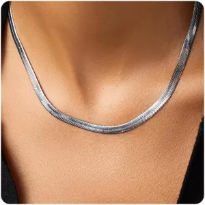 Dainty Chain Necklace for Women 18K Gold Plated Coin Disc Choker Necklaces Simple Satellite Beaded Twisted Chain Necklace Delicate Thin Paper Clip Necklaces Everyday Jewelry