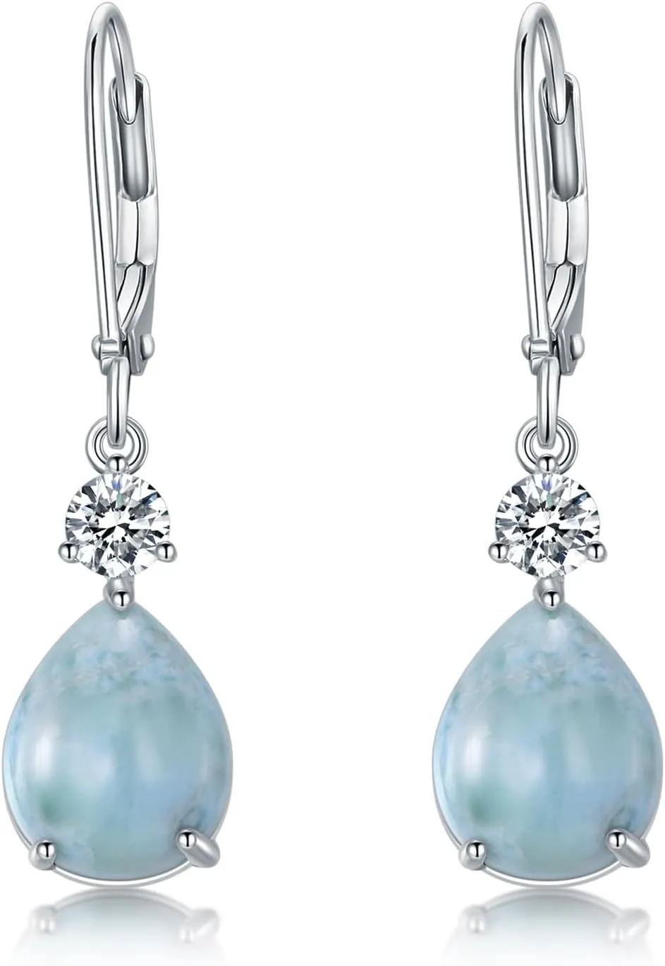 Dangle Earrings 925 Sterling Silver Opal Larimar Lapis Sapphire Turquoise Moss Agate Crystal Dangling Earrings Jewelry Gift for Women