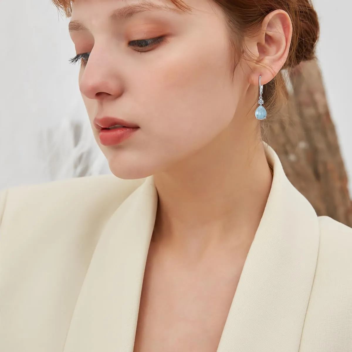 Dangle Earrings 925 Sterling Silver Opal Larimar Lapis Sapphire Turquoise Moss Agate Crystal Dangling Earrings Jewelry Gift for Women