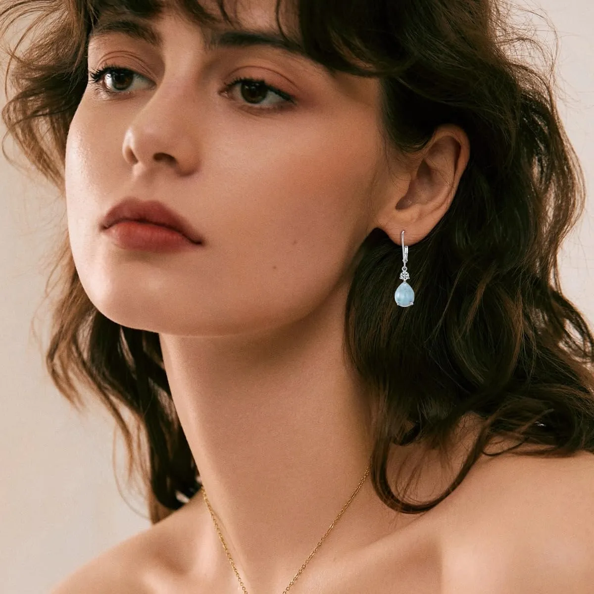 Dangle Earrings 925 Sterling Silver Opal Larimar Lapis Sapphire Turquoise Moss Agate Crystal Dangling Earrings Jewelry Gift for Women
