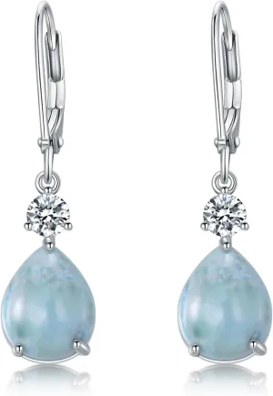 Dangle Earrings 925 Sterling Silver Opal Larimar Lapis Sapphire Turquoise Moss Agate Crystal Dangling Earrings Jewelry Gift for Women