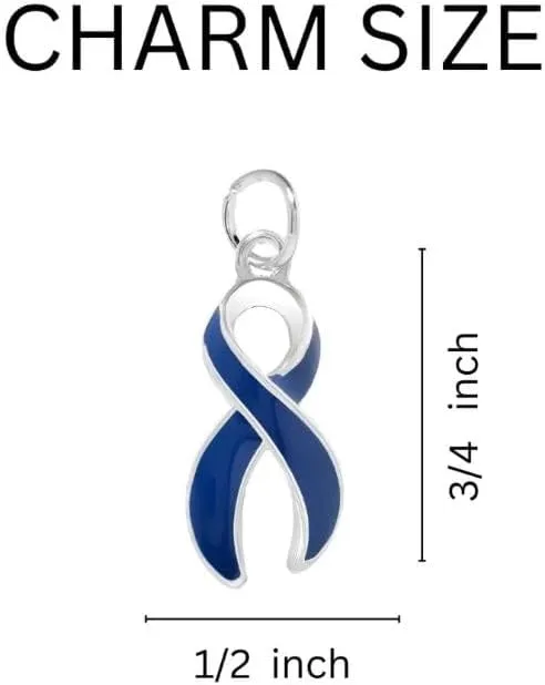 Dark Blue Ribbon Bracelets for Colon Cancer, Child Abuse, Rectal Cancer, Crohns Disease, Huntingtons Disease - Support Awareness Bracelets