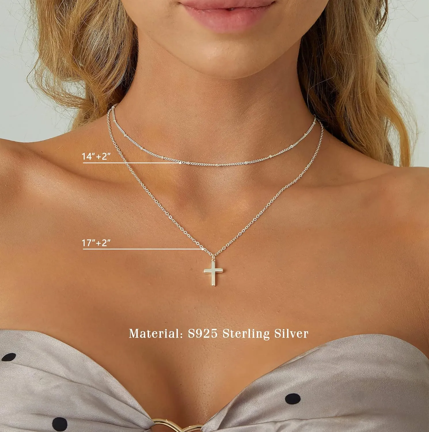 DEARMAY Dainty Cross Necklace for Women, Dainty 14k Gold Filled/Silver Cross Necklaces Simple Layered Small Cross Choker Necklace Thin Chain Necklaces Aesthetic Jewelry for Women Gift