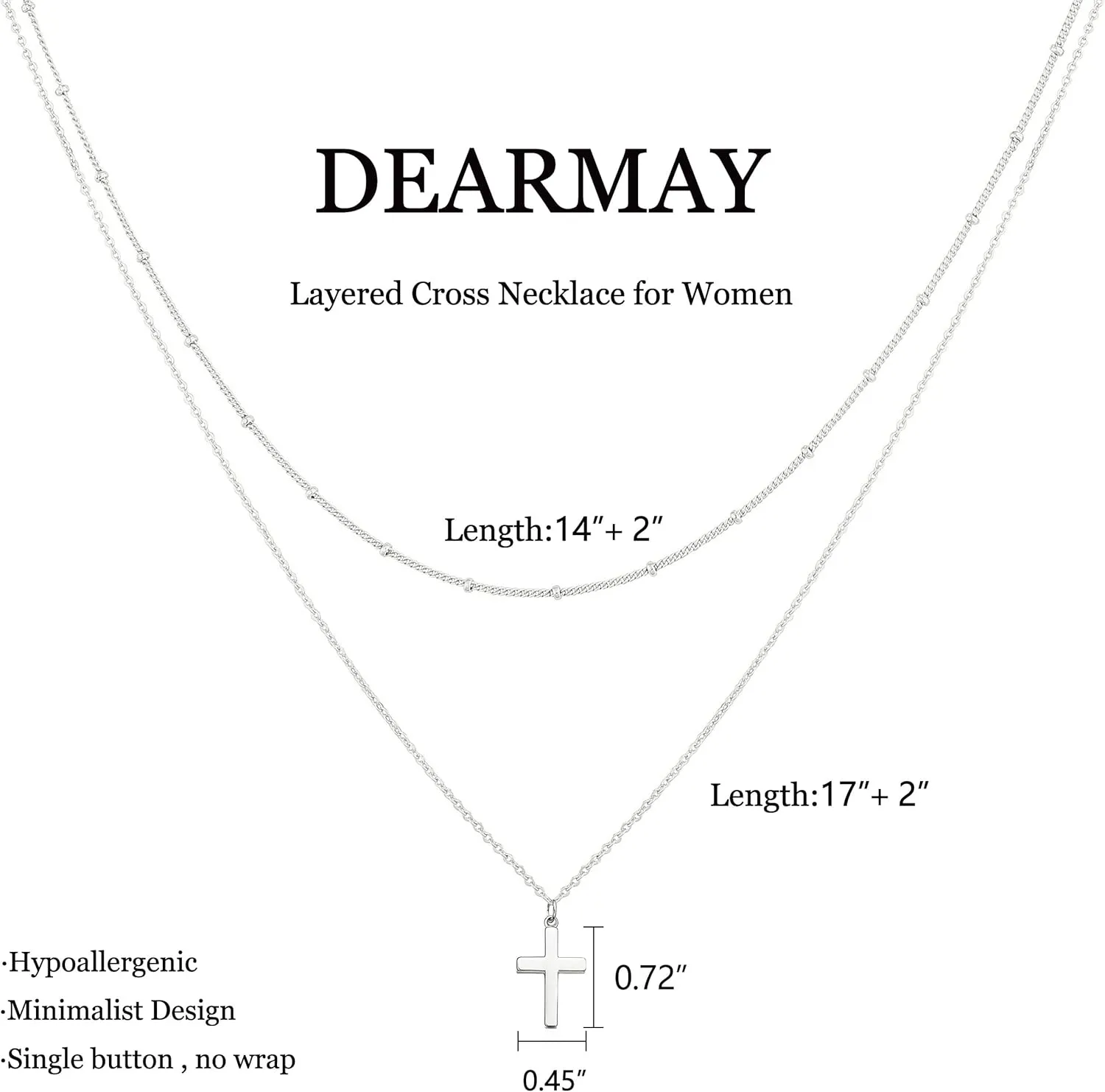 DEARMAY Dainty Cross Necklace for Women, Dainty 14k Gold Filled/Silver Cross Necklaces Simple Layered Small Cross Choker Necklace Thin Chain Necklaces Aesthetic Jewelry for Women Gift