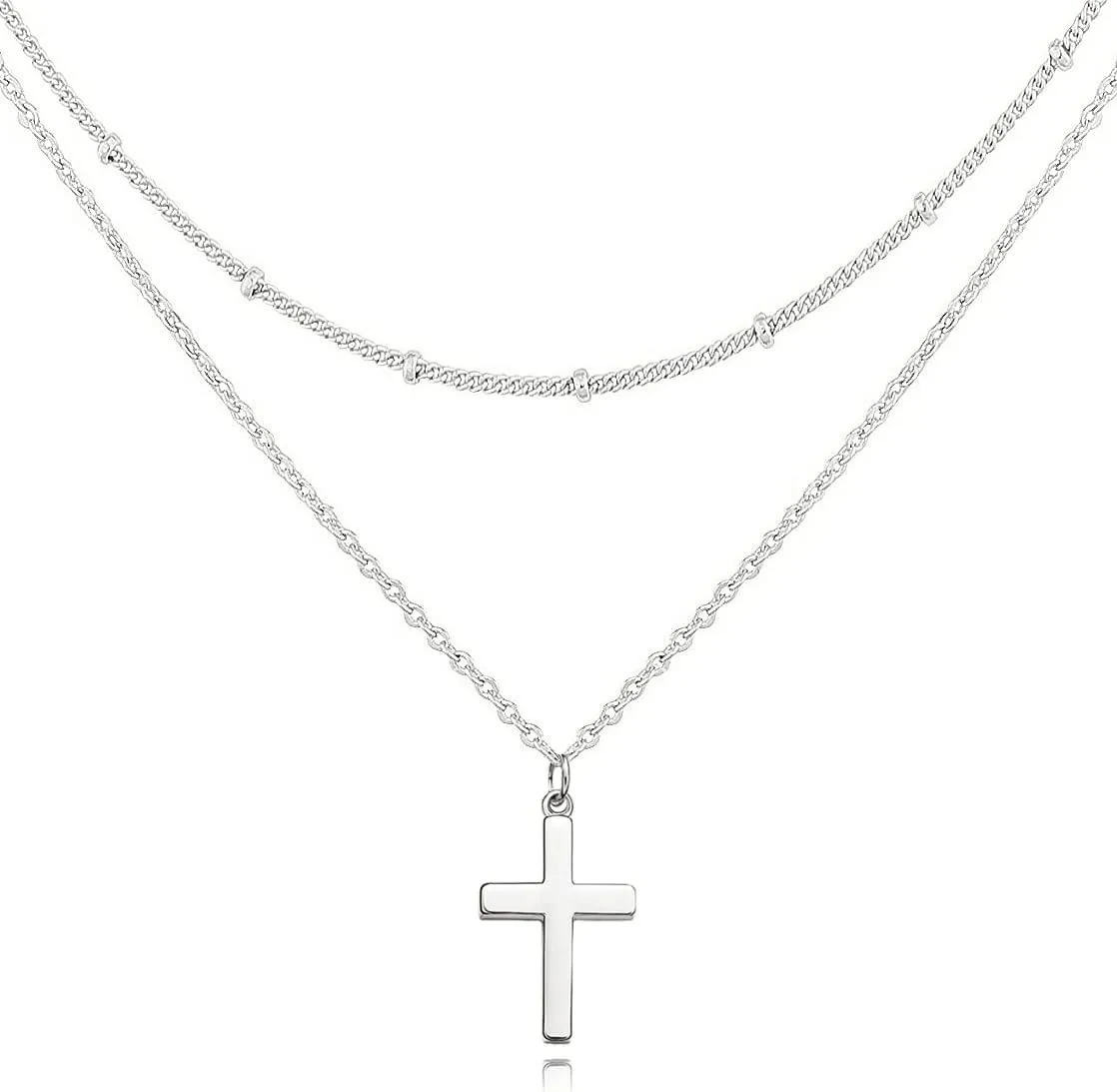 DEARMAY Dainty Cross Necklace for Women, Dainty 14k Gold Filled/Silver Cross Necklaces Simple Layered Small Cross Choker Necklace Thin Chain Necklaces Aesthetic Jewelry for Women Gift