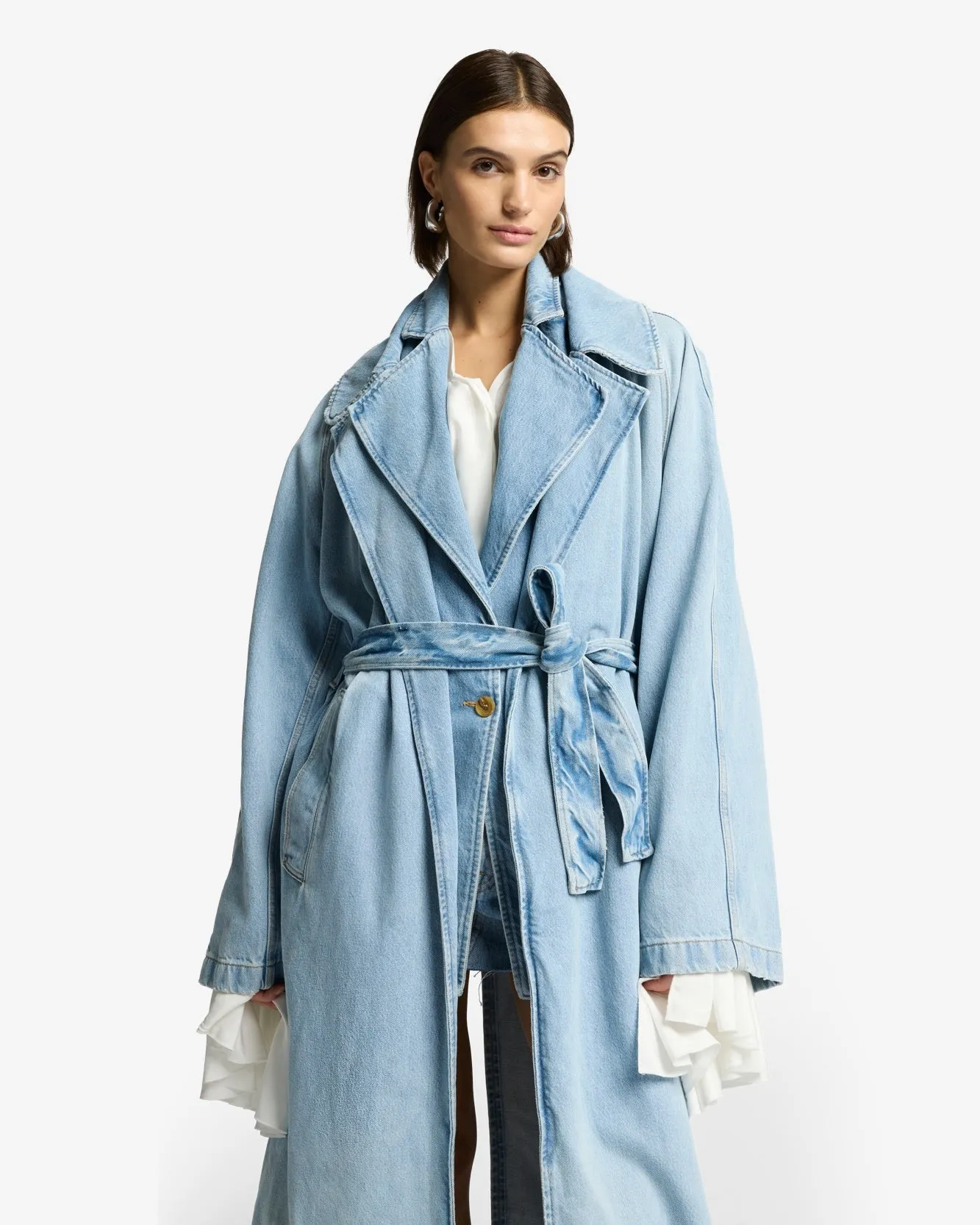 Denim Trench Coat in Bleach