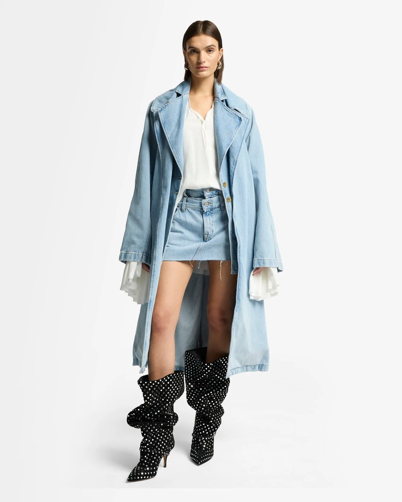 Denim Trench Coat in Bleach