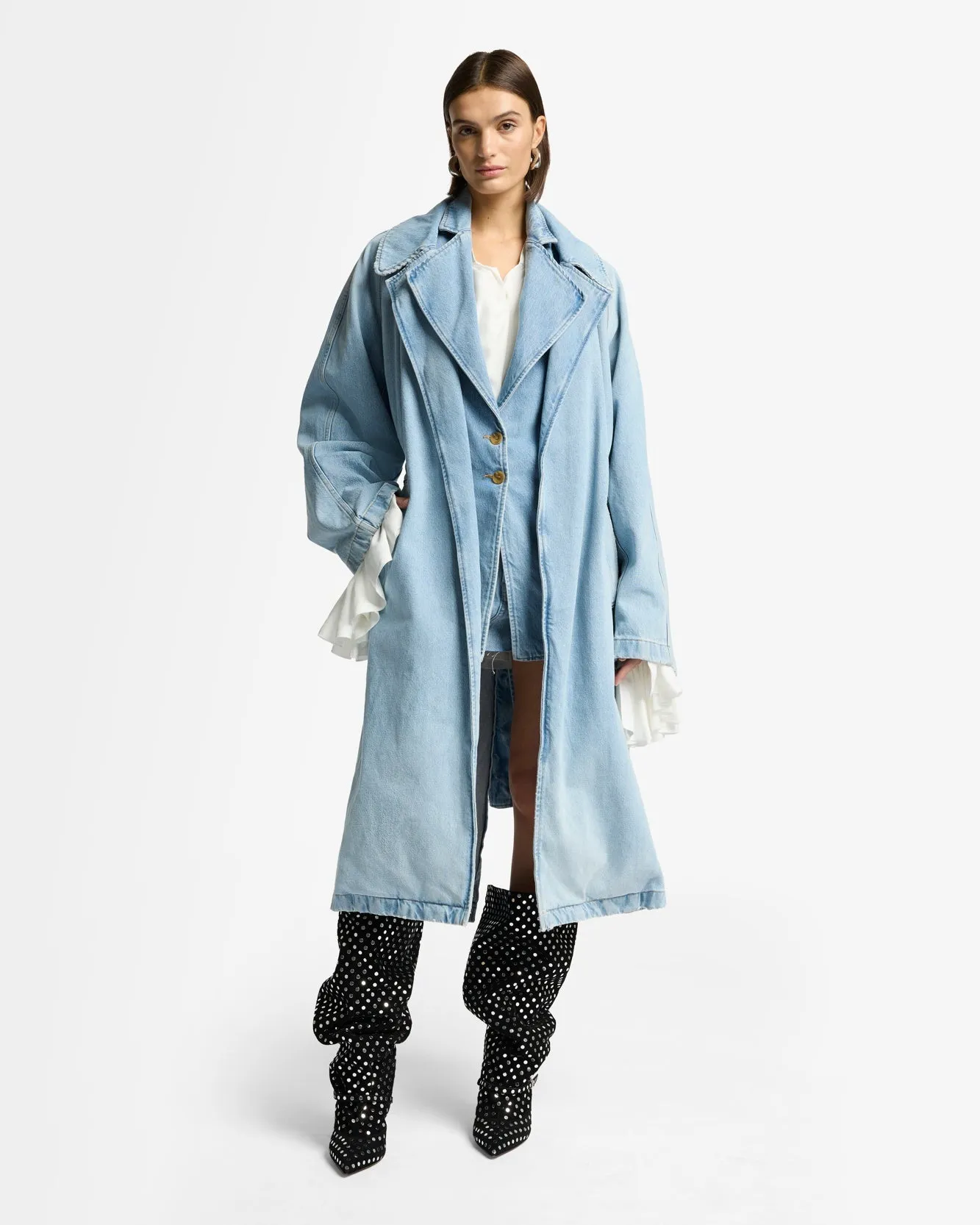 Denim Trench Coat in Bleach
