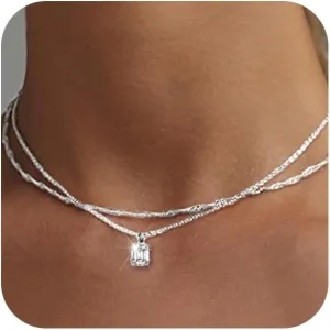 Diamond Pendant Necklace for Women, Dainty Gold Necklace 18k Gold Plated Paperclip Choker Necklaces Cute Open Oval Necklaces Simple Gold Necklace Jewelry Gifts for Women Trendy