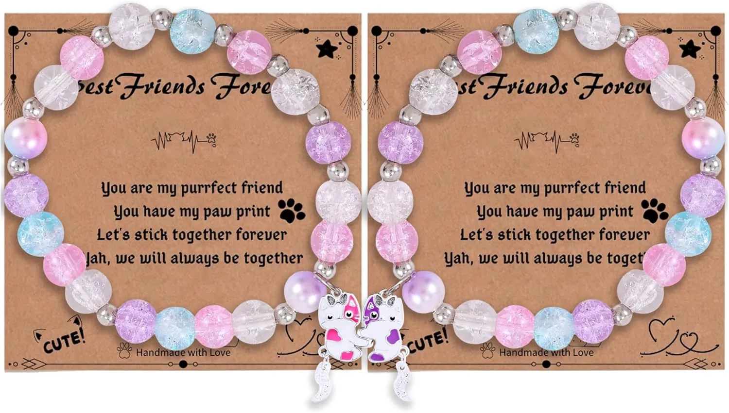 DOYYCA Friendship Bracelets Cute Magnetic Matching Charm Beaded Best Friend Bracelet BFF Bracelets for 2 Girls Women