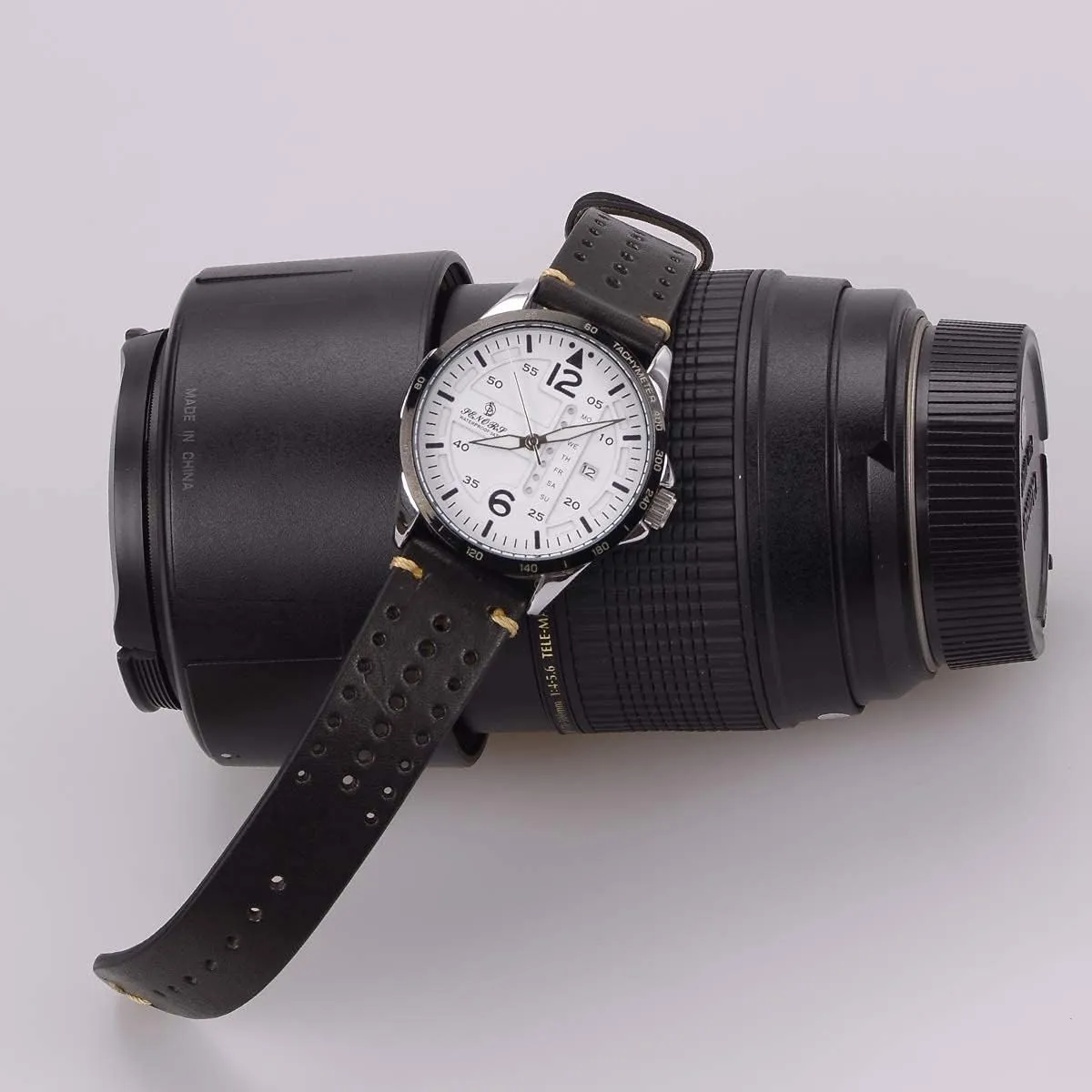 EACHE Rally Racing Leather Watch Band for Men, Leather Watch Bands Handmade Suede Leather Sport Perforated Watch Straps 18mm 20mm 22mm