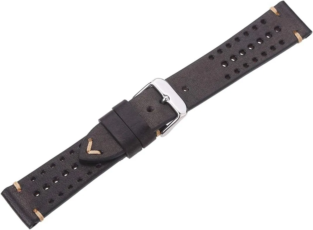 EACHE Rally Racing Leather Watch Band for Men, Leather Watch Bands Handmade Suede Leather Sport Perforated Watch Straps 18mm 20mm 22mm
