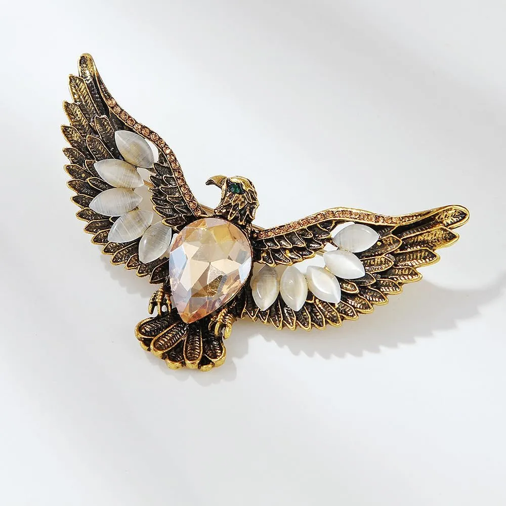 Eagle Bird Brooches Pin for Women/Men Fashion Crystal Animal Brooch Jewelry