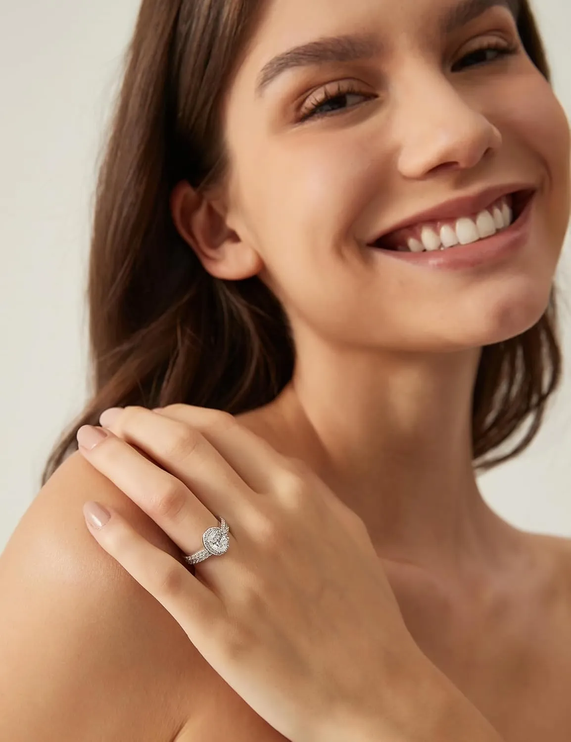 EAMTI 1.5CT 925 Sterling Silver Cubic Zirconia Bridal Rings Sets Oval Cut CZ Engagement Rings Wedding Band for Women Size 4-10