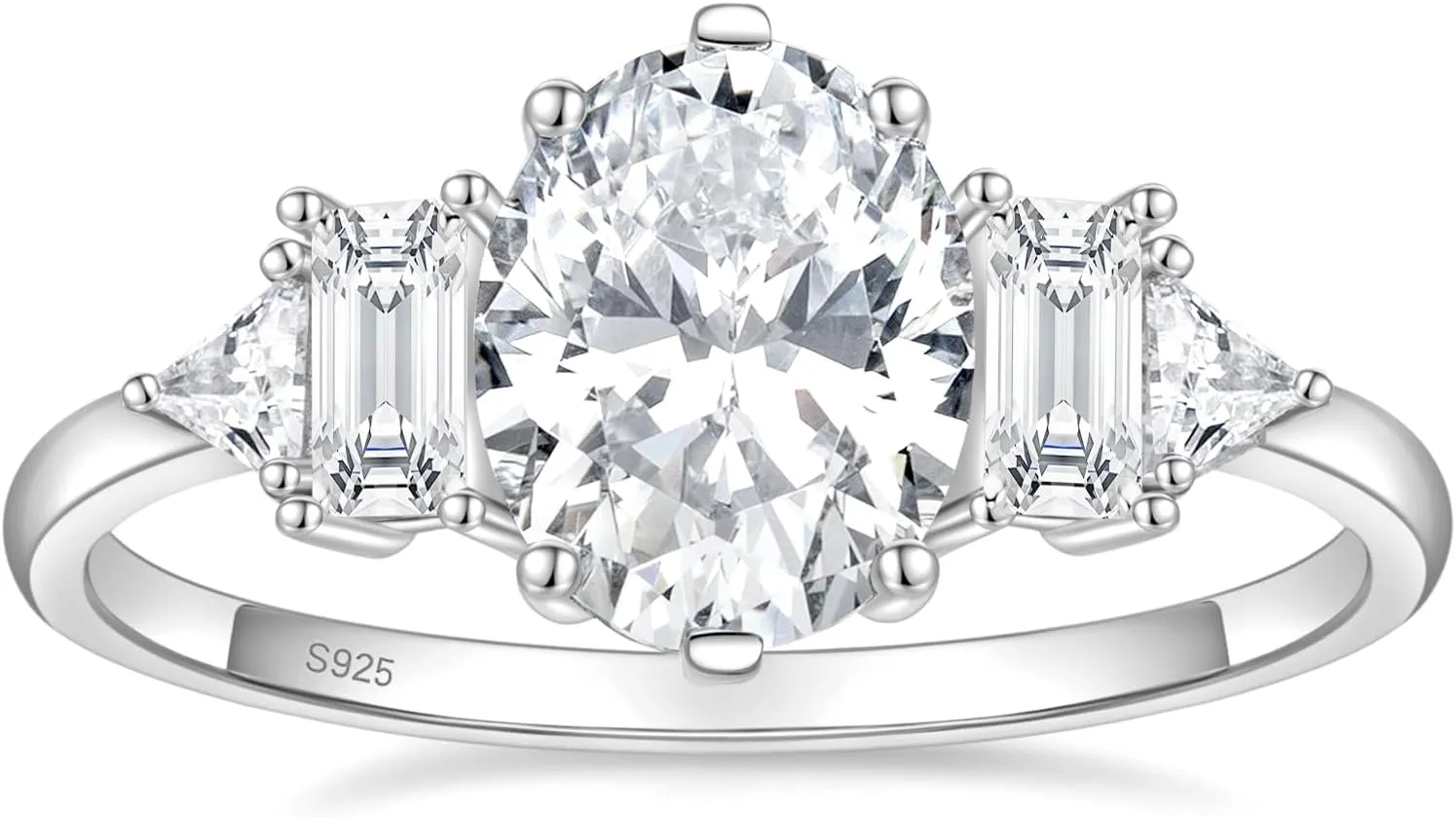 EAMTI 3CT 925 Sterling Silver Wedding Rings for Women Oval Cut Cubic Zirconia Engagement Promise Rings for Her Size 4-10