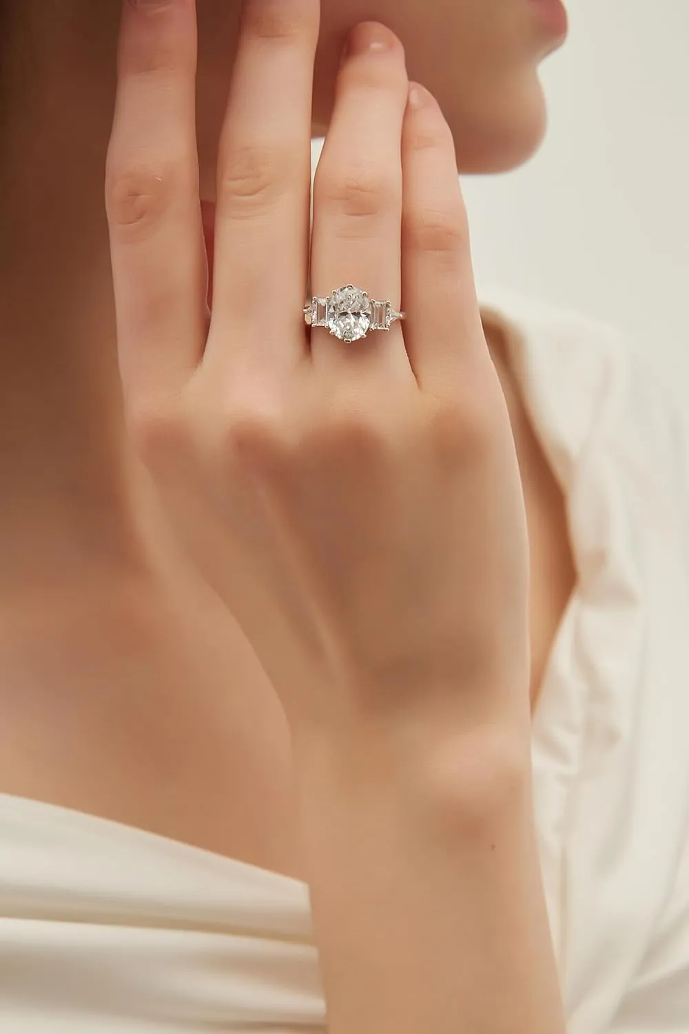 EAMTI 3CT 925 Sterling Silver Wedding Rings for Women Oval Cut Cubic Zirconia Engagement Promise Rings for Her Size 4-10