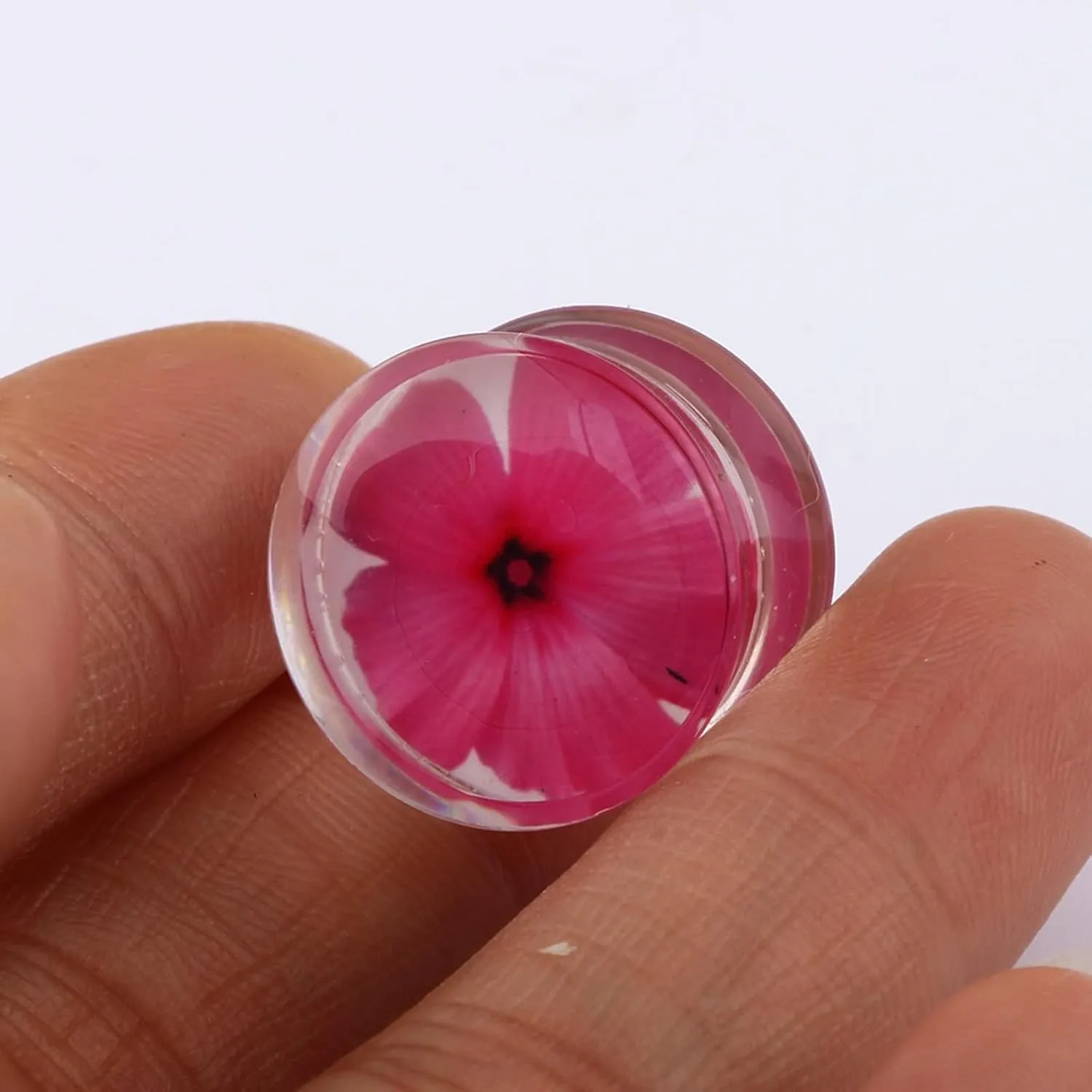 Ear Plug Earrings Acrylic Ear Gauges Women Rose Red Flower Ear Tunnels Ear Expander Body Piercing Jewelry, 1 Pair, 6MM/8MM/10MM/12MM/14MM/16MM