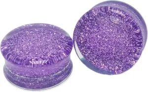 Ear Plugs Earrings Acrylic Ear Gauges Men Women Purple Sequin Ear Tunnels Ear Expander Body Piercing Jewelry, 2PCS, 6MM - 20MM