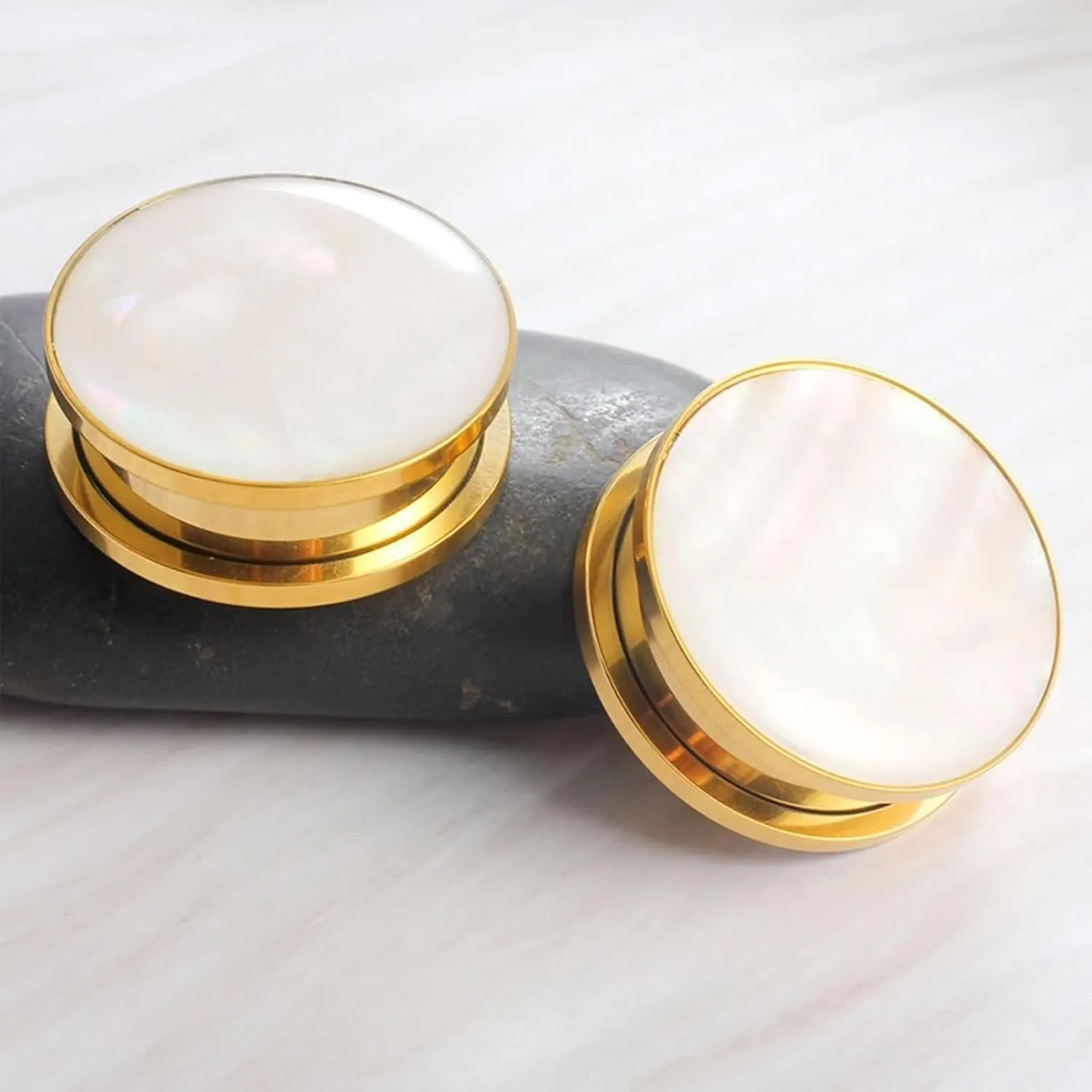 Ear Stretcher Earrings Stainless Steel Ear Gauges Men and Women Gold Round Ear Tunnels Expander Piercing, 2PCS, 6MM/8MM/10MM/12MM/14MM/16MM