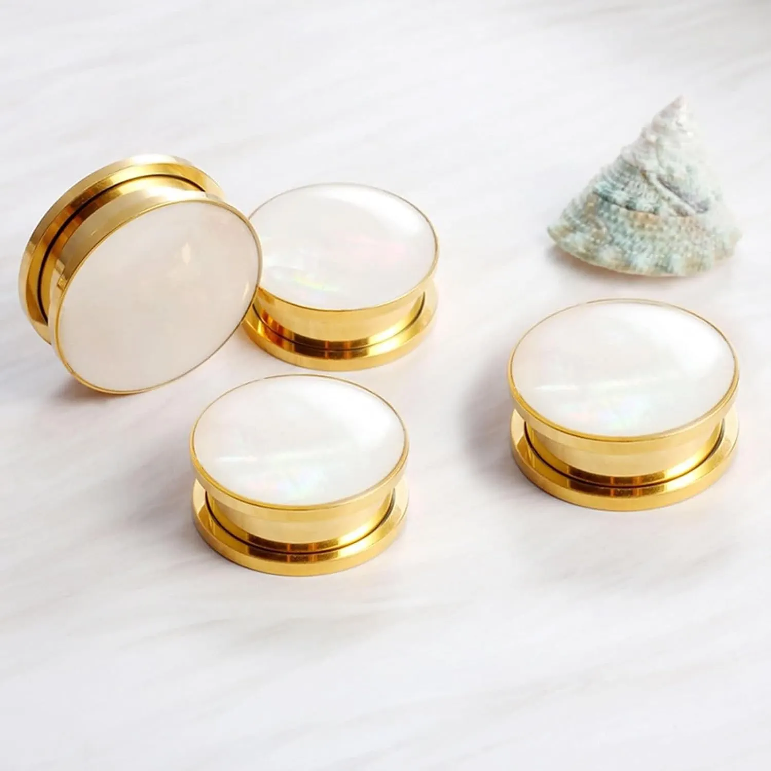 Ear Stretcher Earrings Stainless Steel Ear Gauges Men and Women Gold Round Ear Tunnels Expander Piercing, 2PCS, 6MM/8MM/10MM/12MM/14MM/16MM