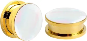 Ear Stretcher Earrings Stainless Steel Ear Gauges Men and Women Gold Round Ear Tunnels Expander Piercing, 2PCS, 6MM/8MM/10MM/12MM/14MM/16MM