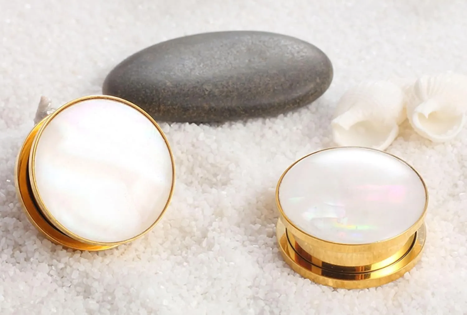 Ear Stretcher Earrings Stainless Steel Ear Gauges Men and Women Gold Round Ear Tunnels Expander Piercing, 2PCS, 6MM/8MM/10MM/12MM/14MM/16MM
