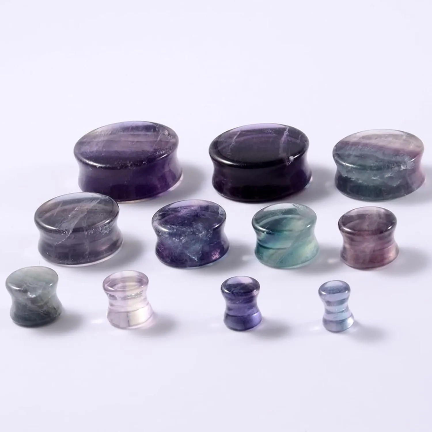 Ear Tunnels Stone Ear Gauges Men and Women Purple Solid Round Shape Expander, 1 Pair, 10MM/12MM/14MM/16MM/19MM/22MM/25MM/28MM/30MM/6MM/8MM