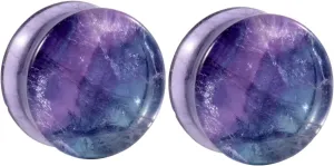 Ear Tunnels Stone Ear Gauges Men and Women Purple Solid Round Shape Expander, 1 Pair, 10MM/12MM/14MM/16MM/19MM/22MM/25MM/28MM/30MM/6MM/8MM