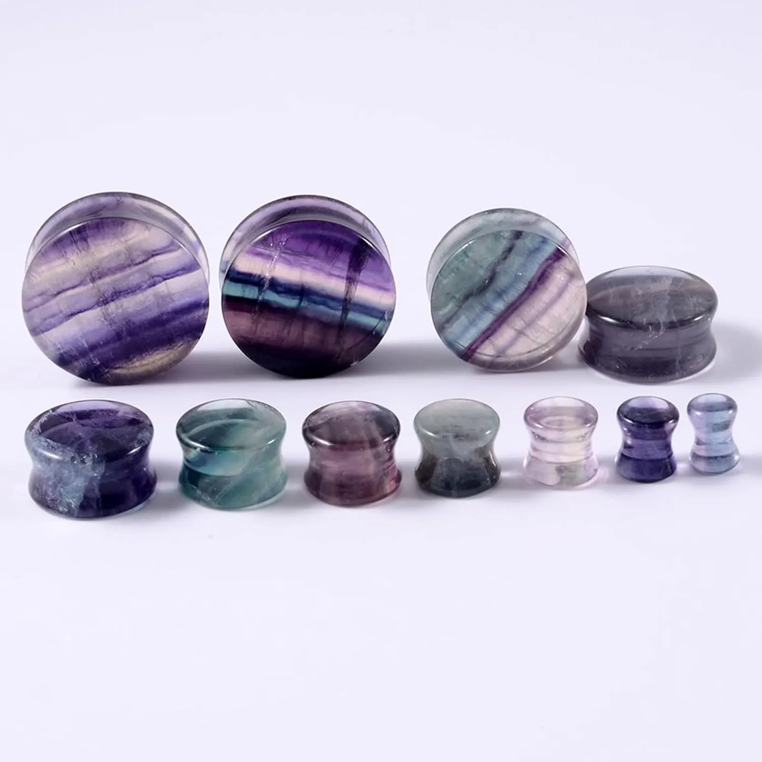 Ear Tunnels Stone Ear Gauges Men and Women Purple Solid Round Shape Expander, 1 Pair, 10MM/12MM/14MM/16MM/19MM/22MM/25MM/28MM/30MM/6MM/8MM