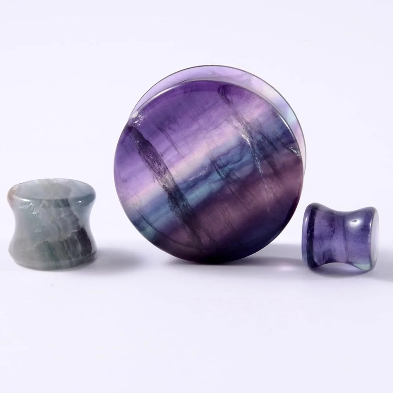 Ear Tunnels Stone Ear Gauges Men and Women Purple Solid Round Shape Expander, 1 Pair, 10MM/12MM/14MM/16MM/19MM/22MM/25MM/28MM/30MM/6MM/8MM