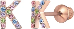 Earrings For Girls,18k Gold Plated Multicolored Alphabet Letter Initial Hypoallergenic Earrings, Stud Screw On Safety Backs, Stainless Steel Ultra Sensitive Ears Post For Kids, Little Girls, Teens