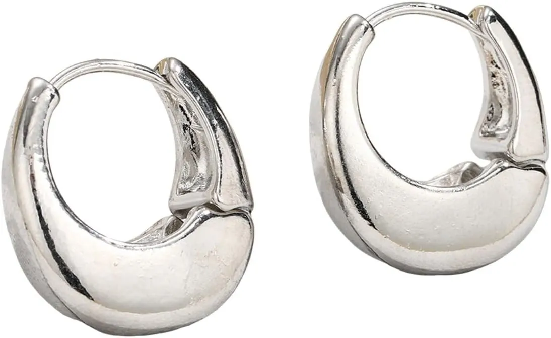 Earrings for Women, Chunky Gold Ear Cuff Earrings for Women Minimalist Oval Earrings Cartilage Stud Huggie Hoop Earrings