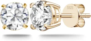 Earrings for Women, Moissanite Diamond Yellow Gold Earrings for Mom, S925 Sterling Silver Earrings, Hypoallergenic Stud Earrings for Women