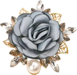 Elegant Rose Flower Pearl Brooch Pin for Women Vintage Floral Hairpin Headpieces Brooch Clothing Bag Scarf Decoration Shawl Pins Jewerly